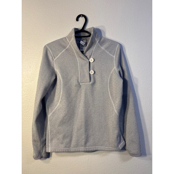 The North Face Tops - The North Face Womens Grey Diamond Geometric Knit Button Fleece Pullover Medium